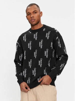 Zdjęcie produktu Calvin Klein Jeans Sweter Stacked Logo Aop Sweater J30J325287 Czarny Regular Fit