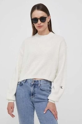 Zdjęcie produktu Calvin Klein Jeans sweter wełniany damski kolor beżowy