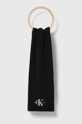 Zdjęcie produktu Calvin Klein Jeans szalik bawełniany kolor czarny gładki
