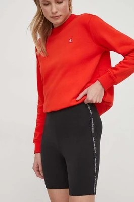 Zdjęcie produktu Calvin Klein Jeans szorty damskie kolor czarny z aplikacją high waist