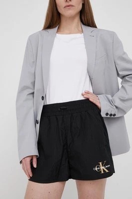 Zdjęcie produktu Calvin Klein Jeans szorty J20J218046.PPYY damskie kolor czarny z nadrukiem medium waist