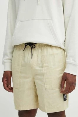 Zdjęcie produktu Calvin Klein Jeans szorty z domieszką lnu kolor zielony J30J325475