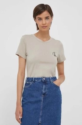Zdjęcie produktu Calvin Klein Jeans t-shirt bawełniany 2-pack kolor beżowy