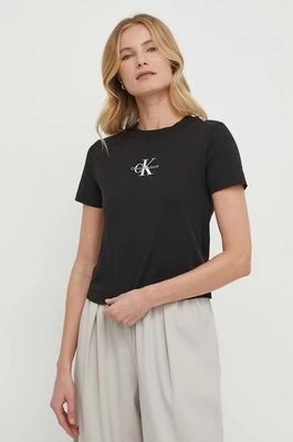 Zdjęcie produktu Calvin Klein Jeans t-shirt bawełniany damski kolor czarny