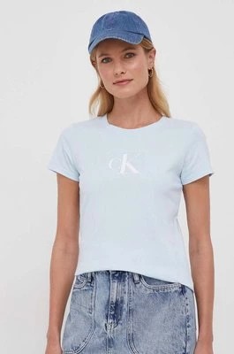 Zdjęcie produktu Calvin Klein Jeans t-shirt bawełniany damski kolor niebieski