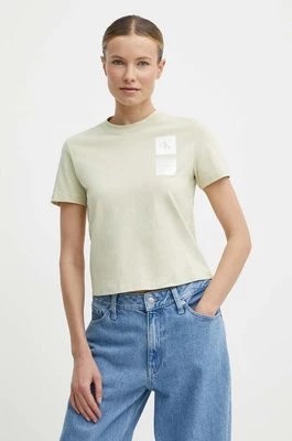 Zdjęcie produktu Calvin Klein Jeans t-shirt bawełniany damski kolor zielony J20J223700