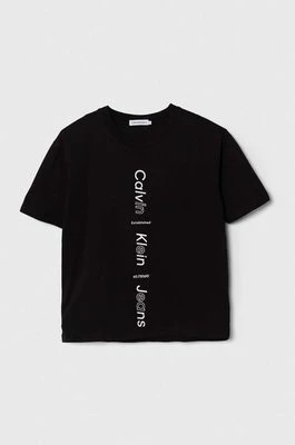 Zdjęcie produktu Calvin Klein Jeans t-shirt bawełniany dziecięcy kolor czarny z nadrukiem