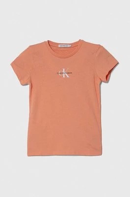 Zdjęcie produktu Calvin Klein Jeans t-shirt bawełniany dziecięcy kolor pomarańczowy