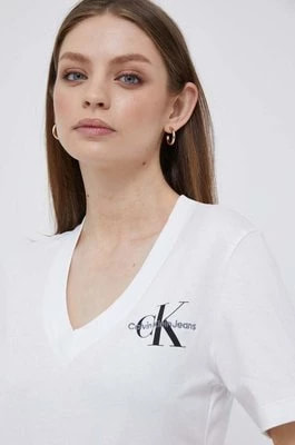 Zdjęcie produktu Calvin Klein Jeans t-shirt bawełniany kolor biały