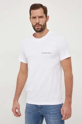 Zdjęcie produktu Calvin Klein Jeans t-shirt bawełniany męski kolor biały z nadrukiem