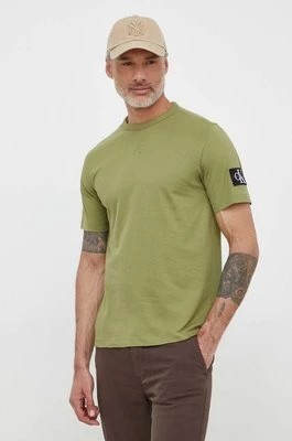 Zdjęcie produktu Calvin Klein Jeans t-shirt bawełniany kolor zielony J30J323484