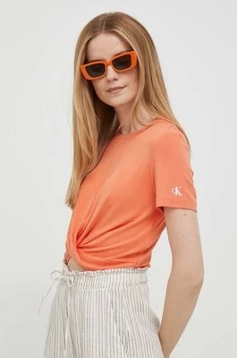 Zdjęcie produktu Calvin Klein Jeans t-shirt damski kolor pomarańczowy