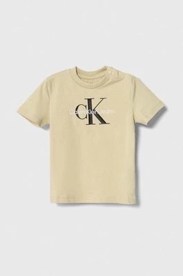 Zdjęcie produktu Calvin Klein Jeans t-shirt dziecięcy kolor beżowy z nadrukiem