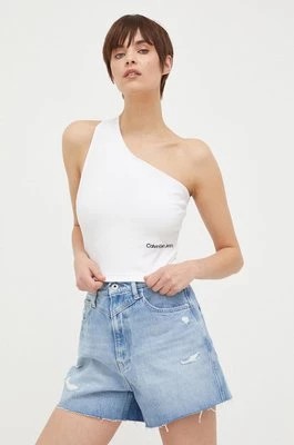 Zdjęcie produktu Calvin Klein Jeans top damski kolor biały odkryte plecy