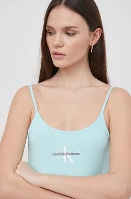 Zdjęcie produktu Calvin Klein Jeans top damski kolor turkusowy