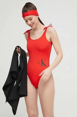 Zdjęcie produktu Calvin Klein jednoczęściowy strój kąpielowy kolor czerwony miękka miseczka