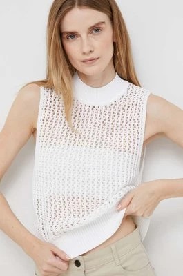 Zdjęcie produktu Calvin Klein kamizelka bawełniana kolor biały lekki z półgolfem