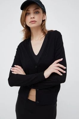 Zdjęcie produktu Calvin Klein kardigan wełniany damski kolor czarny lekki