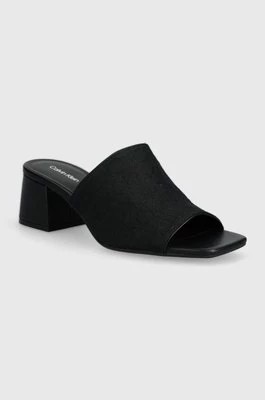 Zdjęcie produktu Calvin Klein klapki HEEL MULE 45 MONOCQ damskie kolor czarny na słupku HW0HW01936