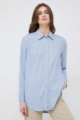 Zdjęcie produktu Calvin Klein koszula damska kolor niebieski relaxed z kołnierzykiem klasycznym