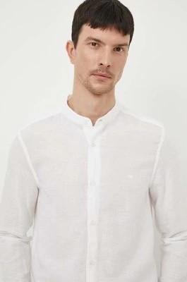 Zdjęcie produktu Calvin Klein koszula lniana kolor biały regular ze stójką