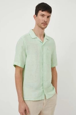 Zdjęcie produktu Calvin Klein koszula lniana kolor zielony regular