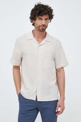 Zdjęcie produktu Calvin Klein koszula lniana męska kolor beżowy regular