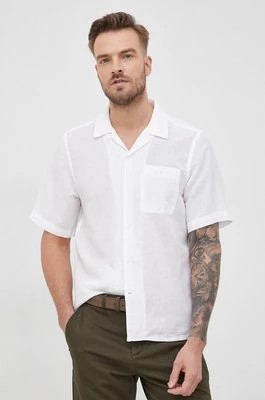 Zdjęcie produktu Calvin Klein koszula lniana męska kolor biały regular