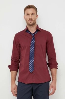 Zdjęcie produktu Calvin Klein koszula męska kolor bordowy slim z kołnierzykiem klasycznym