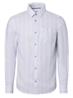 Zdjęcie produktu Calvin Klein Koszula męska z zawartością lnu Mężczyźni Regular Fit Bawełna niebieski|biały w paski,