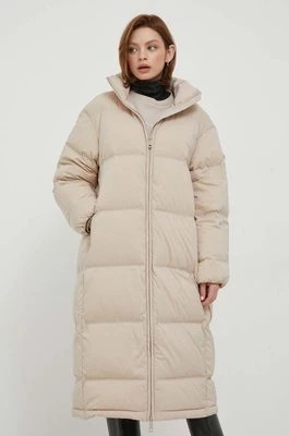 Zdjęcie produktu Calvin Klein kurtka puchowa damska kolor beżowy zimowa oversize