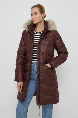 Zdjęcie produktu Calvin Klein kurtka puchowa damska kolor bordowy zimowa