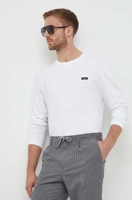 Zdjęcie produktu Calvin Klein longsleeve bawełniany kolor biały gładki