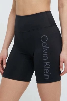 Zdjęcie produktu Calvin Klein Performance szorty treningowe kolor czarny z nadrukiem high waist