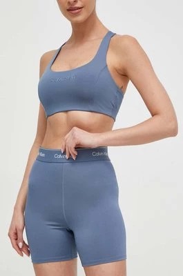 Zdjęcie produktu Calvin Klein Performance szorty treningowe kolor niebieski z nadrukiem high waist