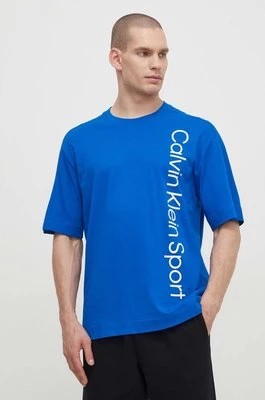Zdjęcie produktu Calvin Klein Performance t-shirt bawełniany męski kolor niebieski z nadrukiem