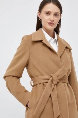 Zdjęcie produktu Calvin Klein płaszcz wełniany kolor brązowy przejściowa
