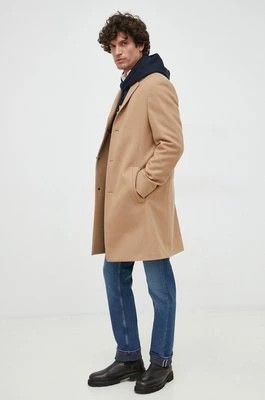 Zdjęcie produktu Calvin Klein płaszcz wełniany kolor brązowy przejściowy
