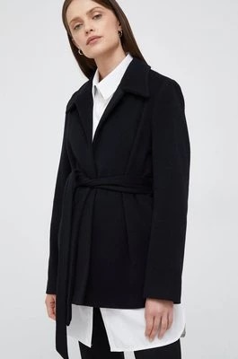 Zdjęcie produktu Calvin Klein płaszcz wełniany kolor czarny przejściowa