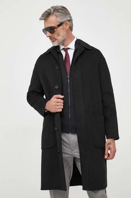 Zdjęcie produktu Calvin Klein płaszcz wełniany kolor czarny przejściowy oversize