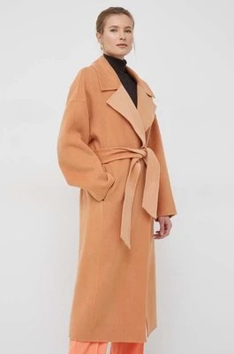 Zdjęcie produktu Calvin Klein płaszcz wełniany kolor pomarańczowy przejściowy oversize