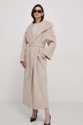 Zdjęcie produktu Calvin Klein płaszcz wełniany kolor szary przejściowy oversize