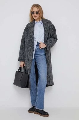 Zdjęcie produktu Calvin Klein płaszcz z domieszką wełny kolor szary przejściowy niezapinany