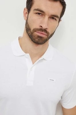 Zdjęcie produktu Calvin Klein polo bawełniane kolor biały gładki