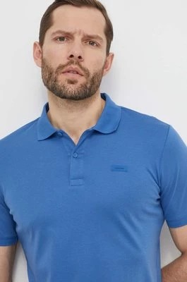 Zdjęcie produktu Calvin Klein polo bawełniane kolor niebieski gładki
