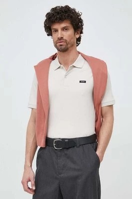 Zdjęcie produktu Calvin Klein polo męski kolor beżowy gładki