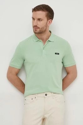 Zdjęcie produktu Calvin Klein polo męski kolor zielony gładki
