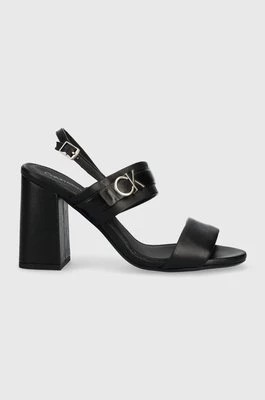 Zdjęcie produktu Calvin Klein sandały skórzane BLOCK HL SANDAL 85HH W/HW kolor czarny HW0HW01486