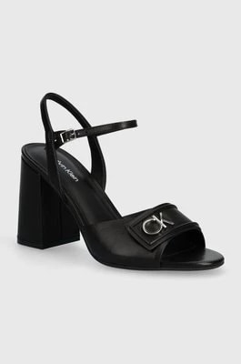 Zdjęcie produktu Calvin Klein sandały skórzane HEEL SANDAL 85 RELOCK LTH kolor czarny HW0HW01937