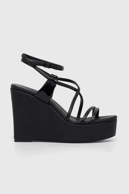 Zdjęcie produktu Calvin Klein sandały skórzane WEDGE kolor czarny HW0HW01952